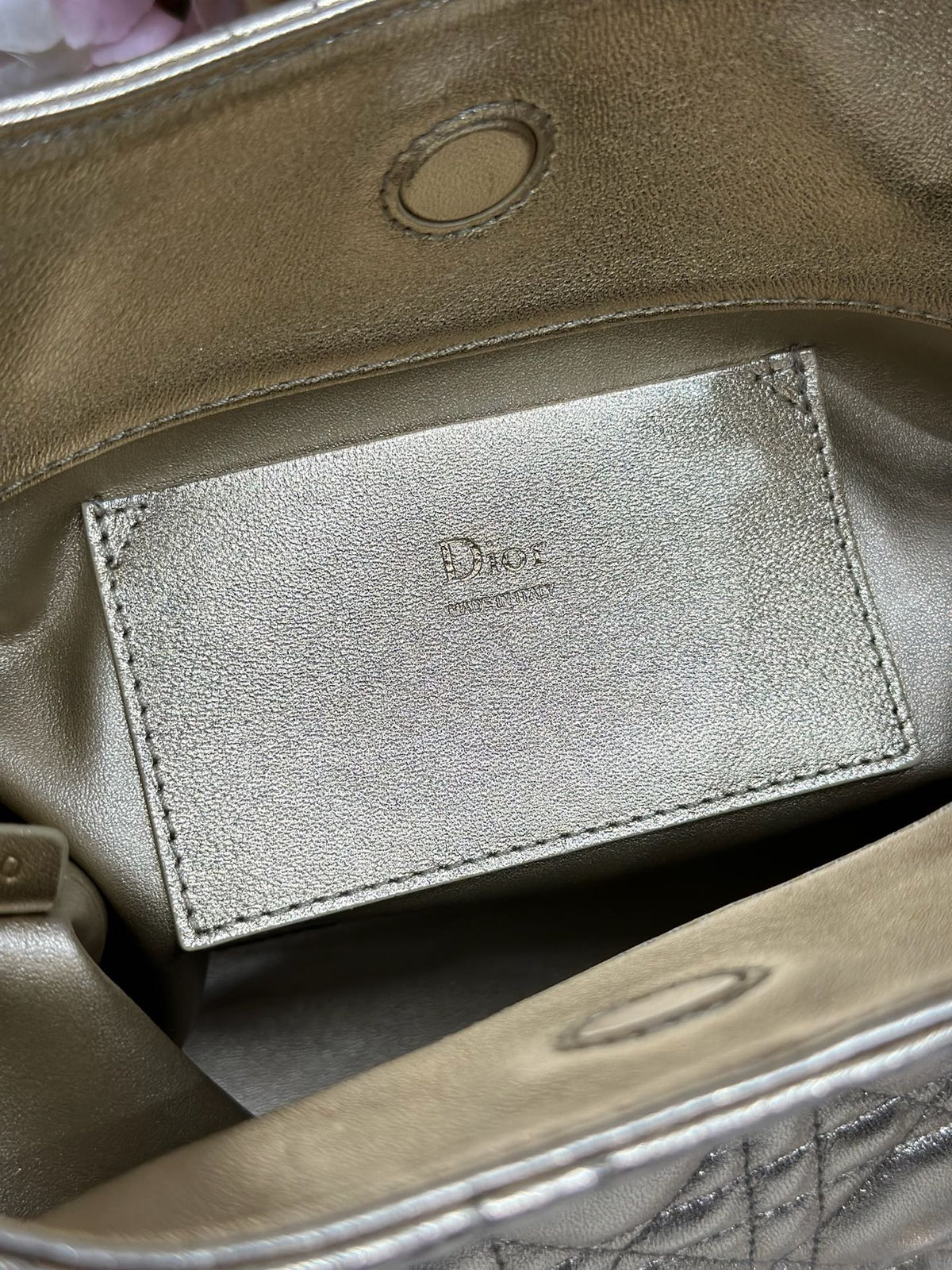 CD Lady Dior Shoulder Bag 27cm Gold Metallic in Sheepskin 155559