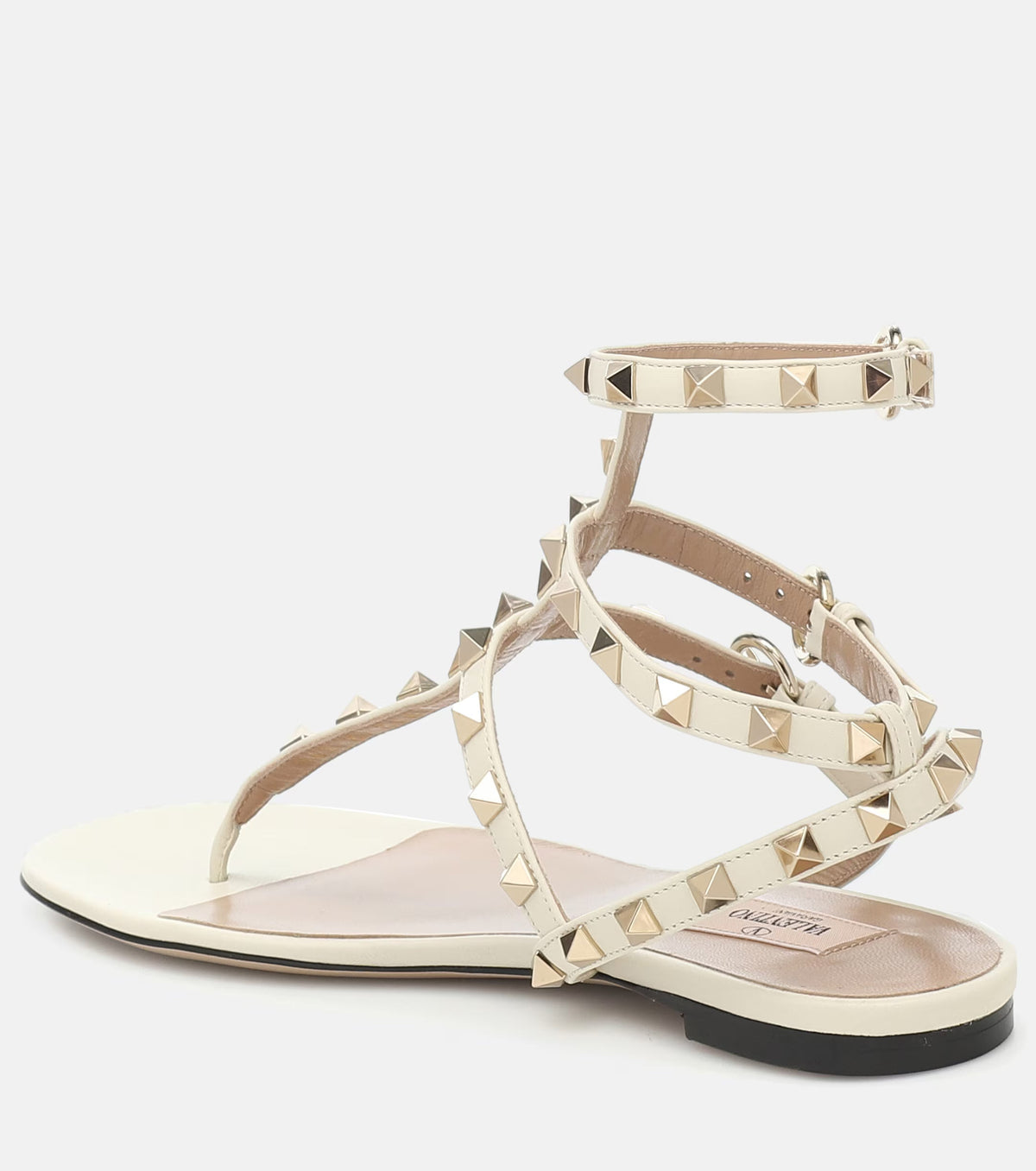 Valentino Garavani Rockstud Sandals White Leather