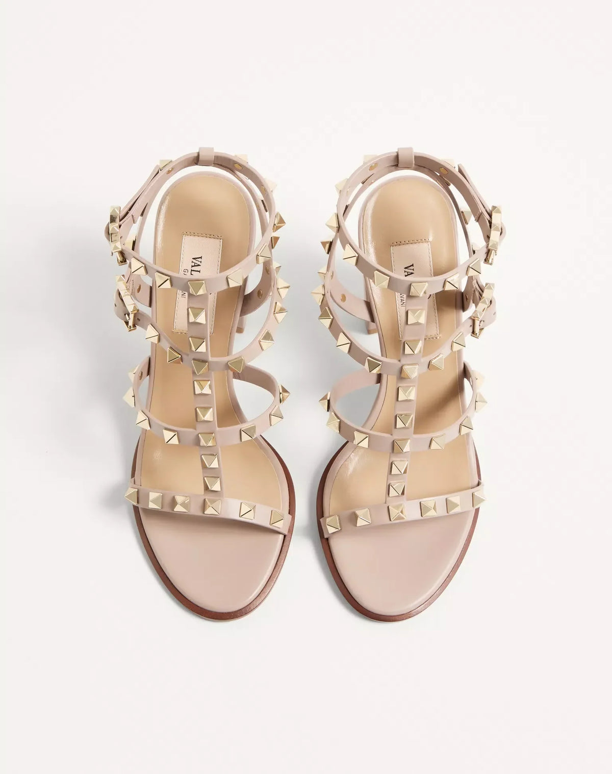 VT 26s Rockstud Ankle Strap Sandal 9cm Powder Pink Leather