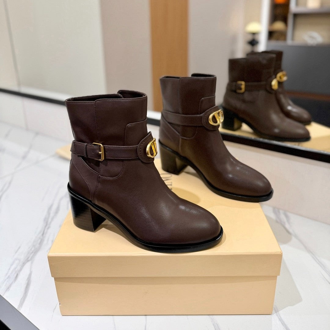 VT 26S VLogo Ankle Boots 7cm Brown Smooth Leather 775321