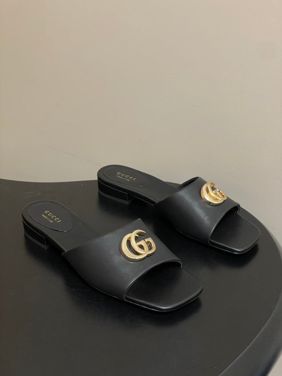 GG 26ss Flats Slippers Lambskin Gold Buckle