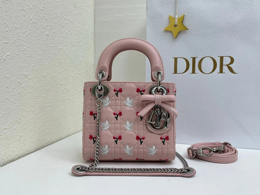 Dior 2026 Bird Rose Design Lady Dior Bag Lambskin
