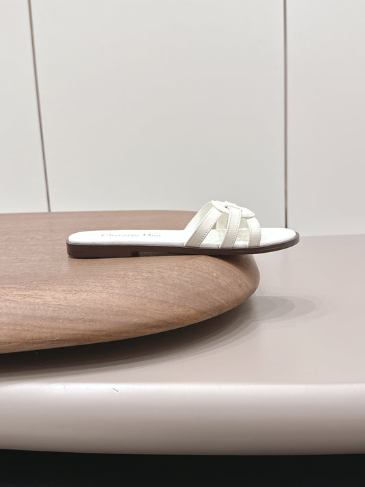 CD 26s D-Club Slide Sandal White Calfskin 738248