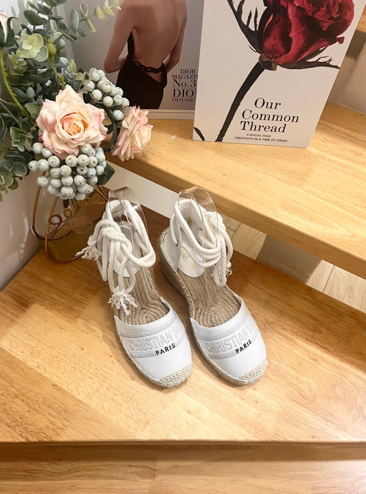 CD FW26 Wedge Sandals White Sheepskin 692258