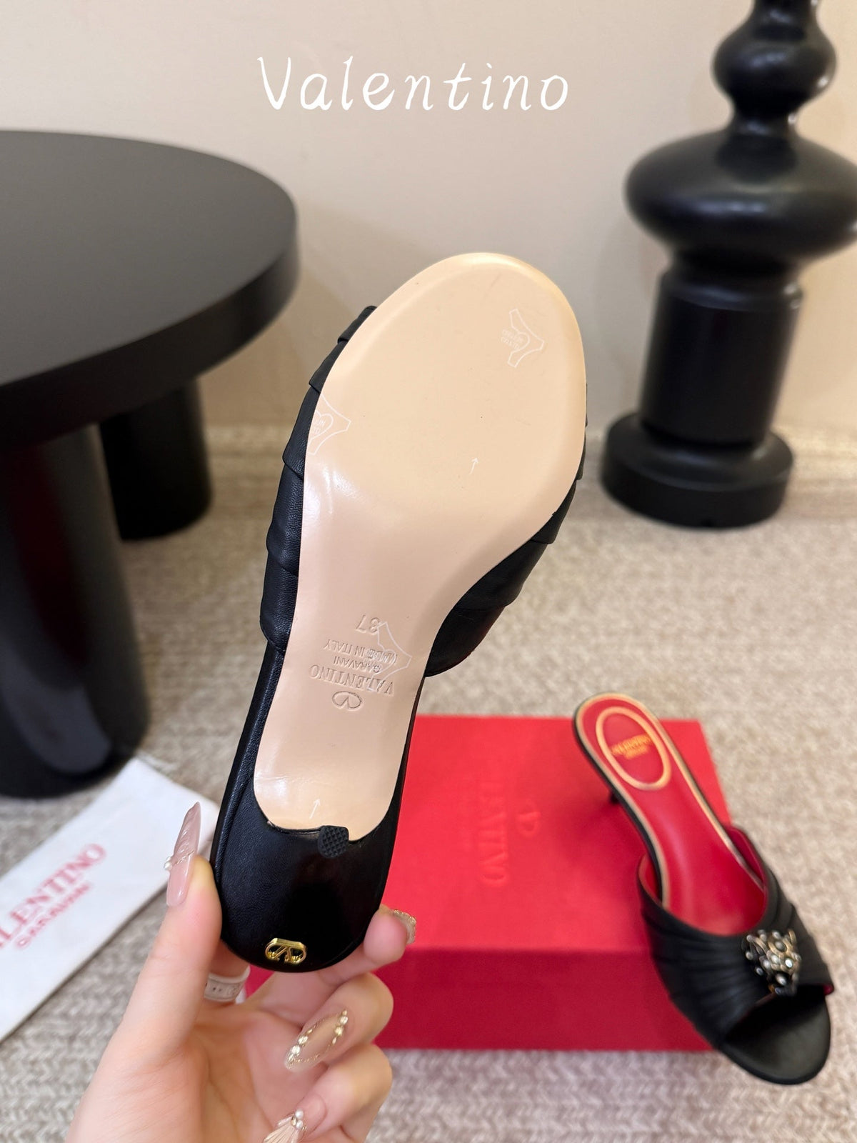 VT 26s Panthea Mules 55mm Black Goatskin 104714