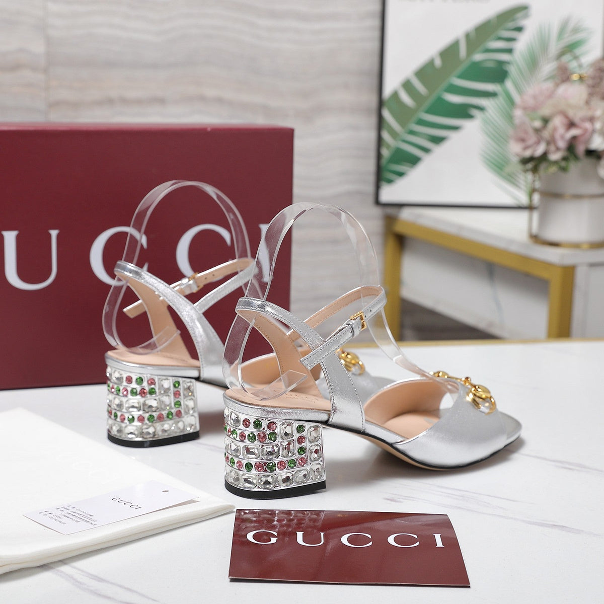 GG 26ss Sandals 55 Sliver Beige Sheepskin 601095