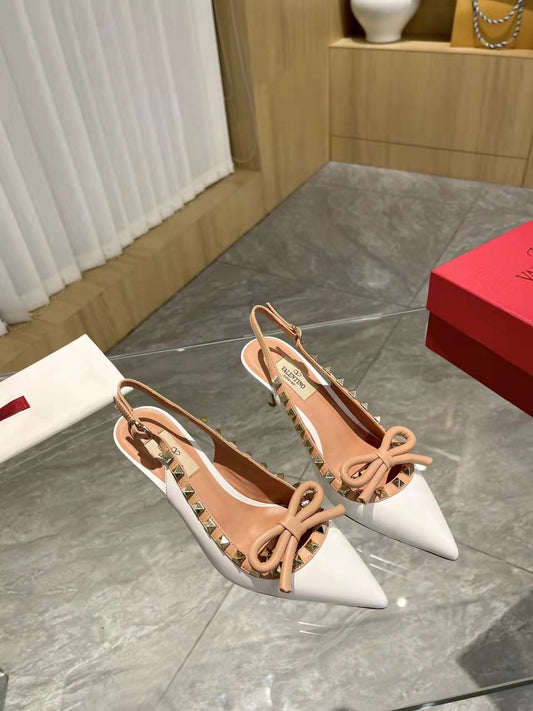 Valentino Rockstud Bow Slingback Pumps 65mm Sheepskin