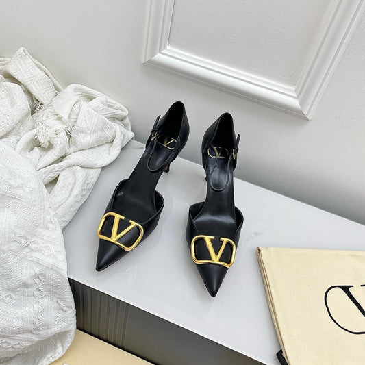 Valentino D'Orsay Slingback 6cm Black Cowhide 726949
