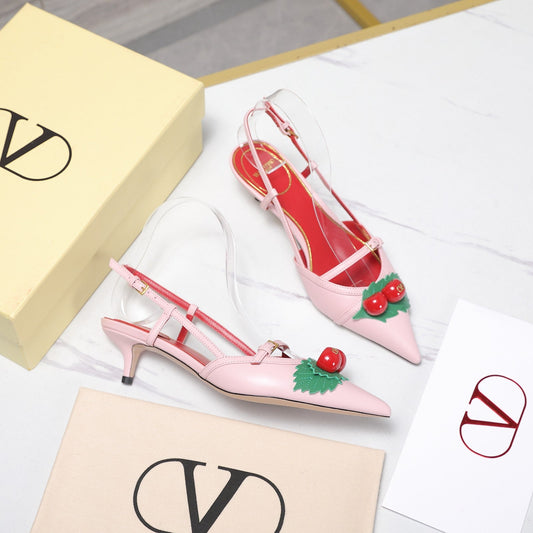 VLTN Cherryfic Slingback 4.5cm Pink Leather
