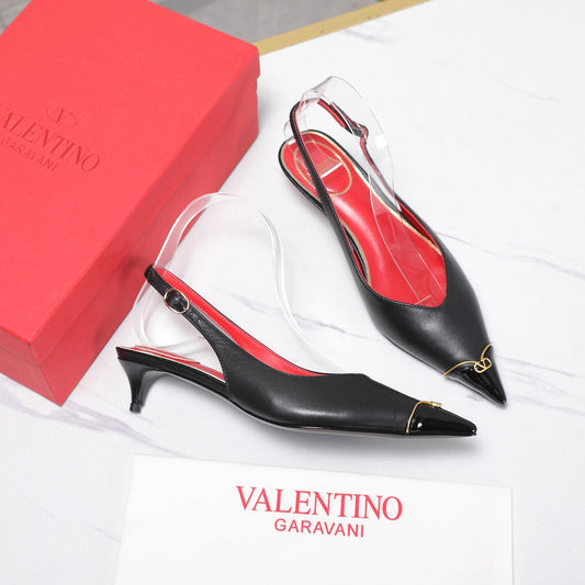 VLTN VLogo Slingback Pumps Black Lambskin Leather 913114