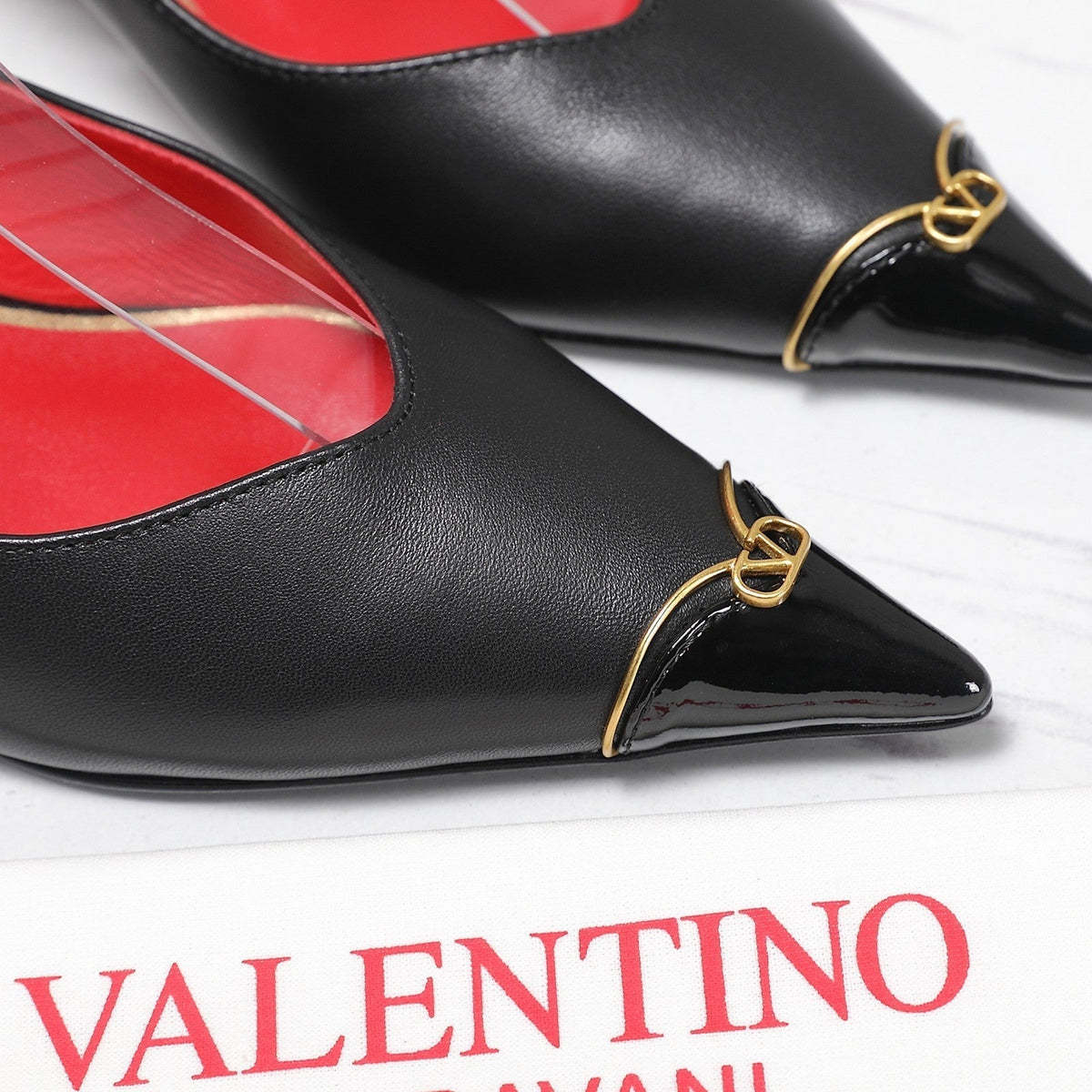 VLTN VLogo Slingback Pumps Black Lambskin Leather 913114