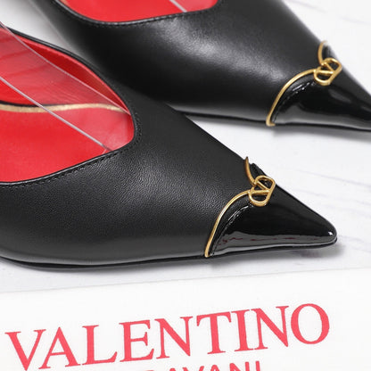 VLTN VLogo Slingback Pumps Black Lambskin Leather 913114