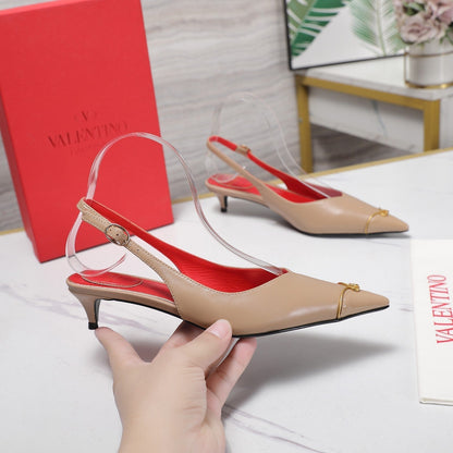 VLTN VLogo Slingback Pumps Beige Lambskin Leather 913113