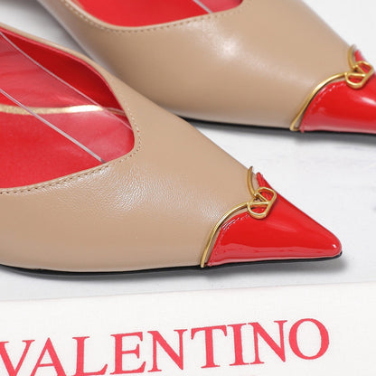 VLTN VLogo Slingback Pumps Beige Red Leather 913112