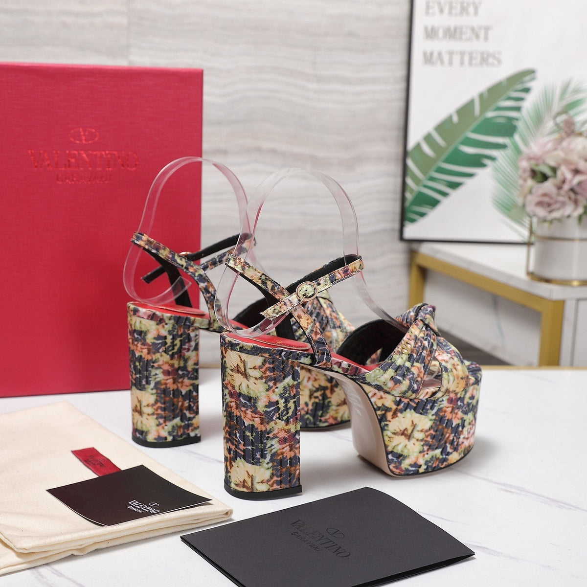 VLTN Crasher Platform Sandals Beige Multicolor Fabric 913109