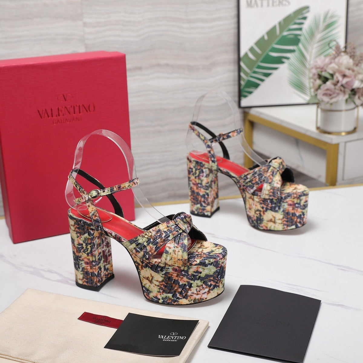 VLTN Crasher Platform Sandals Beige Multicolor Fabric 913109