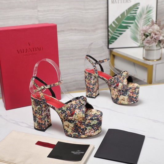 VLTN Crasher Platform Sandals Beige Multicolor Fabric 913109
