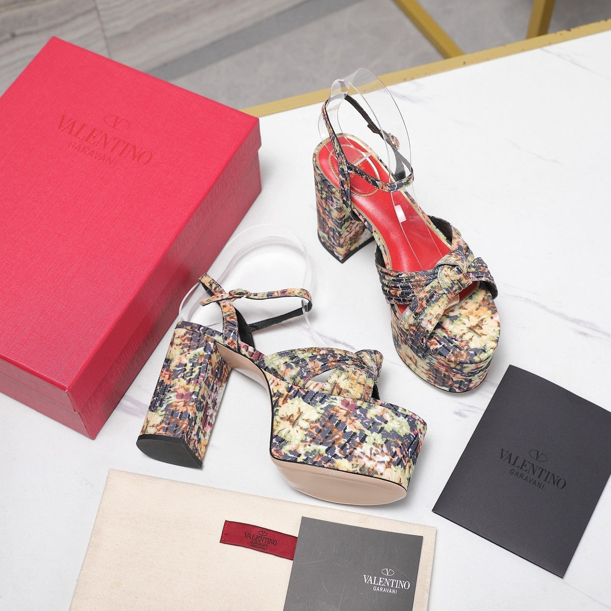 VLTN Crasher Platform Sandals Beige Multicolor Fabric 913109