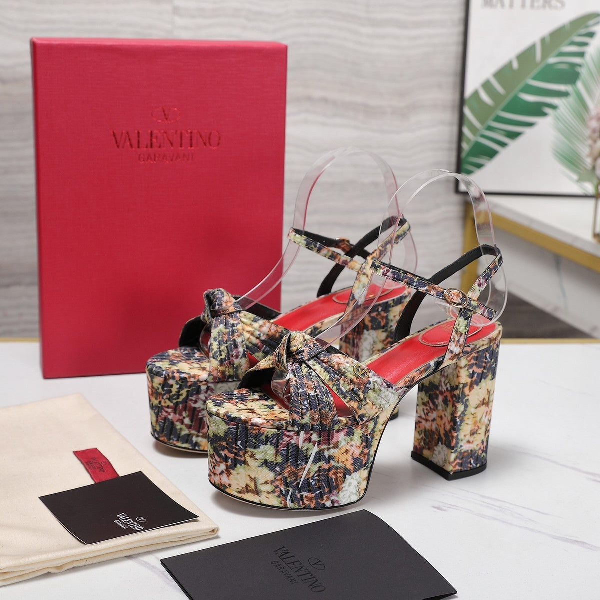 VLTN Crasher Platform Sandals Beige Multicolor Fabric 913109