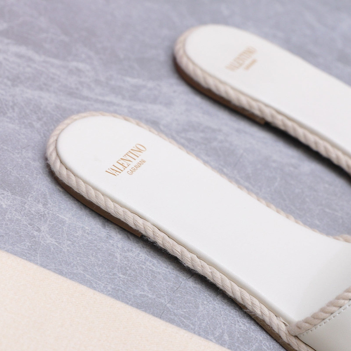 VLTN VLogo Torchon Flat Slides White Leather 913082
