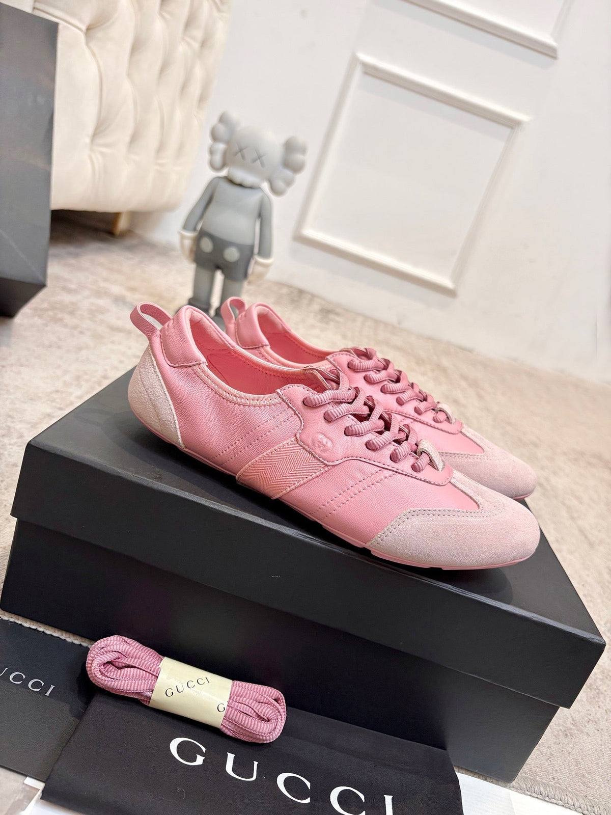 GG Flex Sneakers Pink Leather Suede 929236
