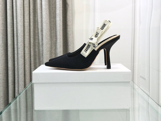 cd slingback pumps 95 black embroidered cotton