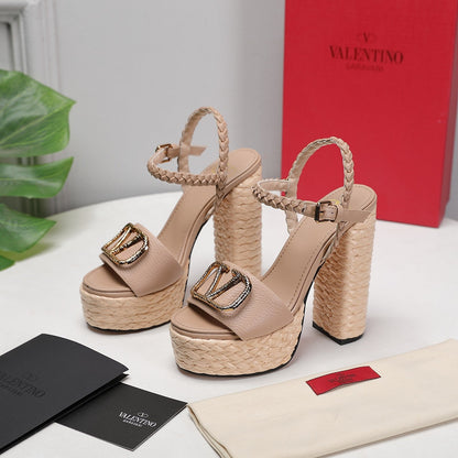 VT 25 Platform Sandals Nude Cowhide Espadrilles