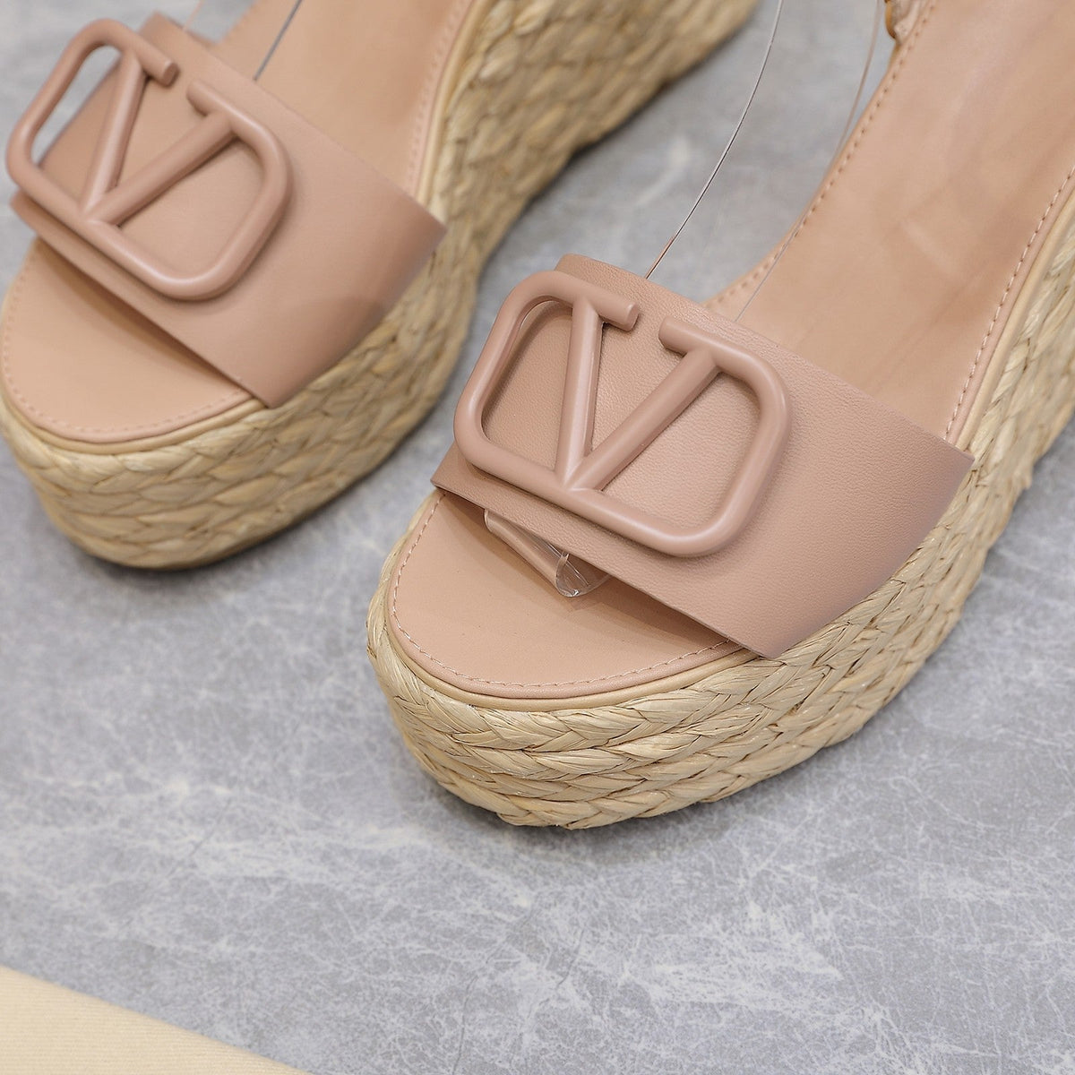 VT Wedge Platform Sandals Nude Cowhide Espadrilles
