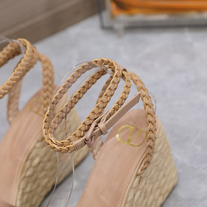 VT Wedge Platform Sandals Nude Cowhide Espadrilles