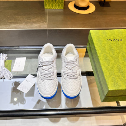 GG Basket Low Trainers White Grey Leather 816636