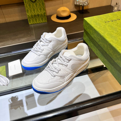 GG Basket Low Trainers White Grey Leather 816636