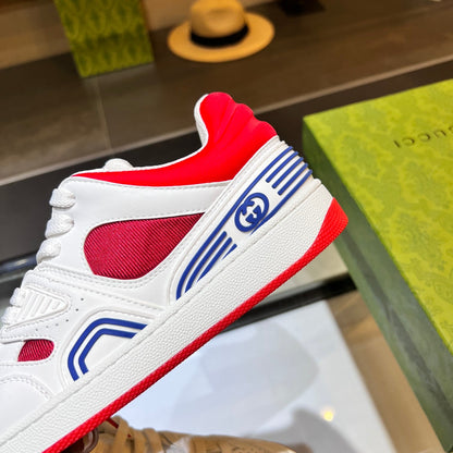 GG Basket Low Trainers White Red Leather 816639