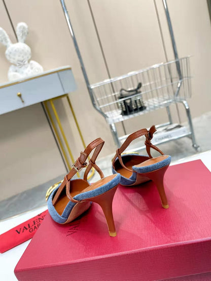 Valentino Slingback Pump Demin Blue Demin Fabric 239598