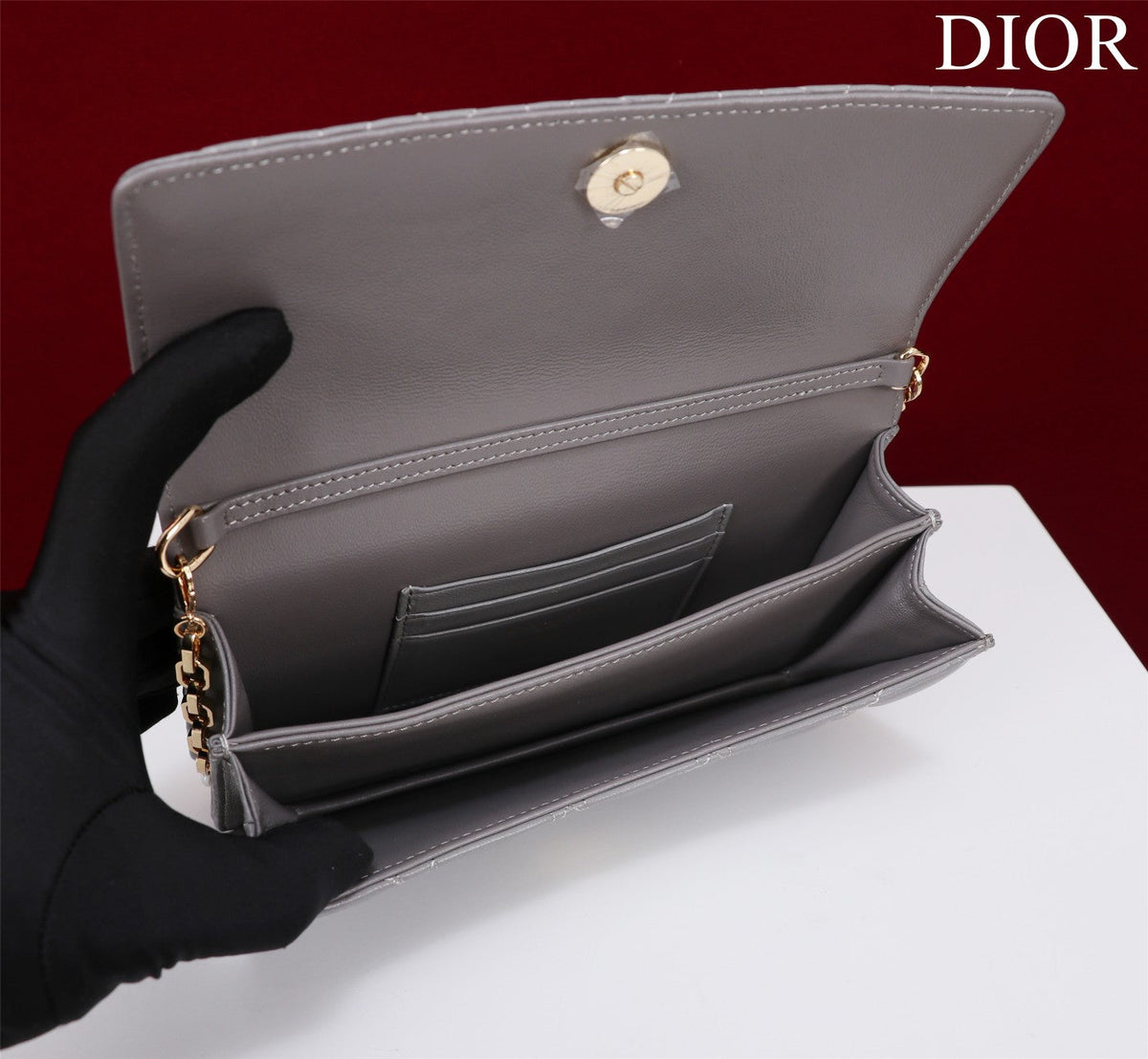 my cd mini 21 gray lambskin