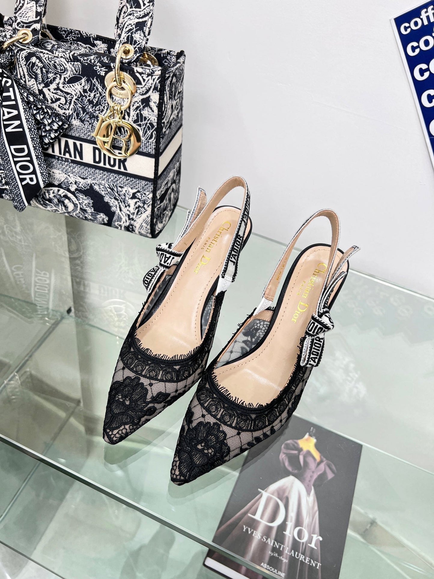 cd slingback pump 95 transparent mesh embroidered black flower moitf