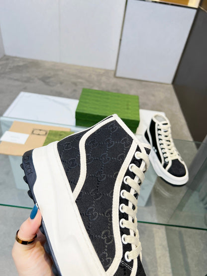 GG High Top Sneakers 50mm White Black Canvas 457431