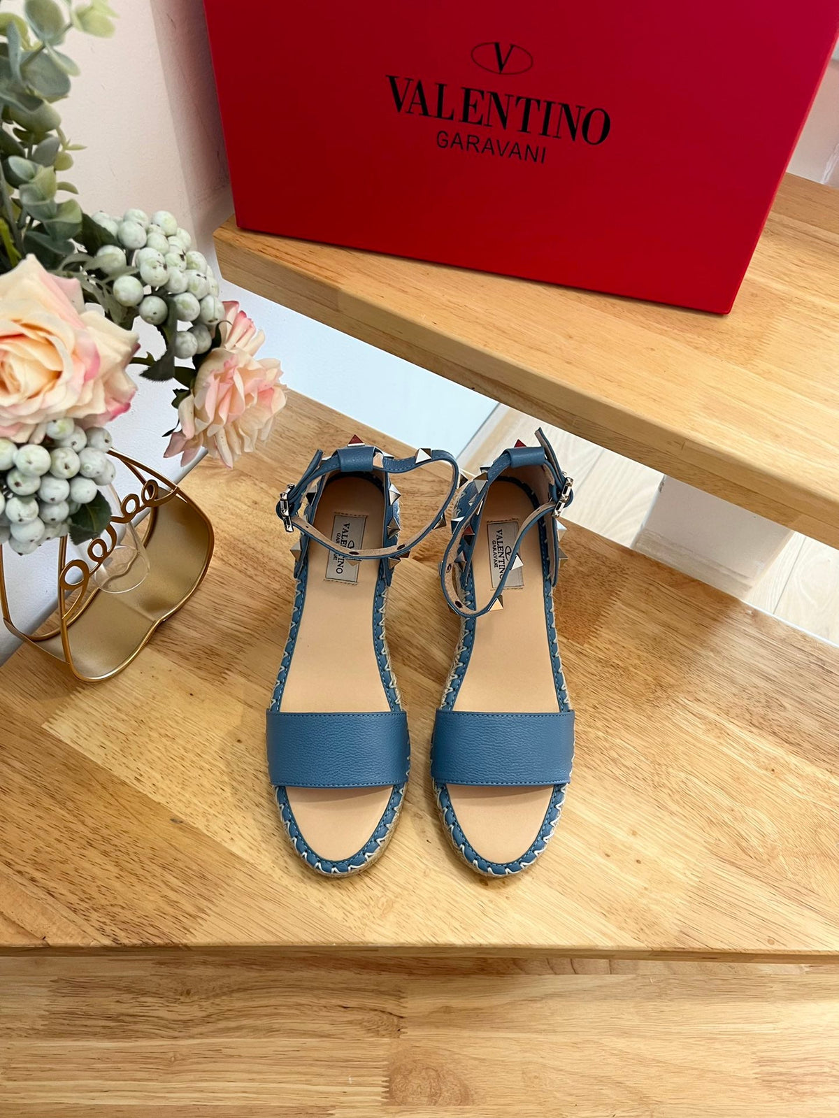 VLogo Rockstud Espadrille Blue Leather 692181
