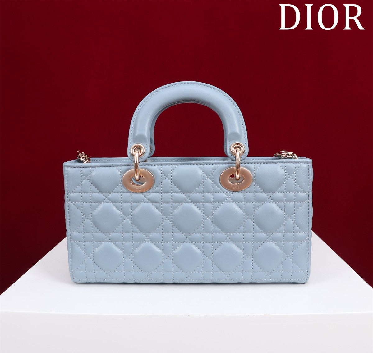 medium lady d-joy 26 cloud blue lambskin
