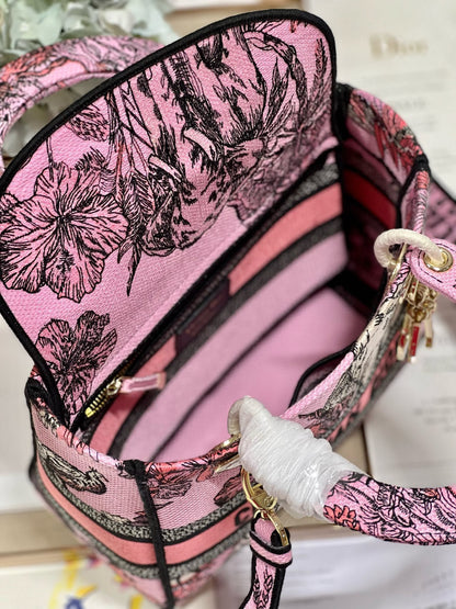 CD Elephant Pink 24 Lady Dior Bag Canvas 336676