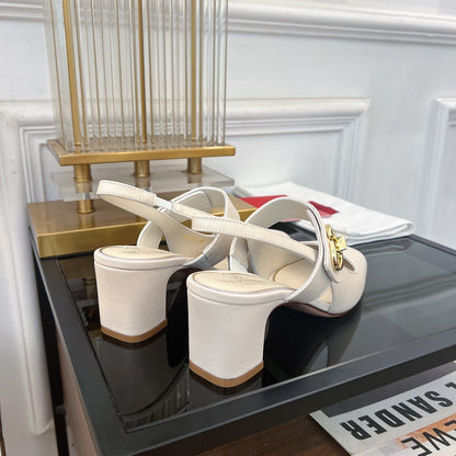 Valentino Mary-Jane Vlogo Locker Slingback Pumps White Sheepskin 60 Mm