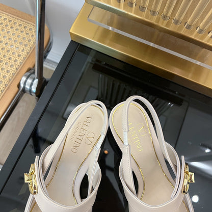 Valentino Mary-Jane Vlogo Locker Slingback Pumps White Sheepskin 60 Mm