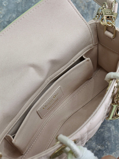 Lady D-Joy Bag 22 Pink Pale Green Lambskin