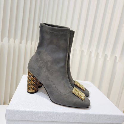 Miss Dior Ankle Boots 80mm Grey Suede 111378