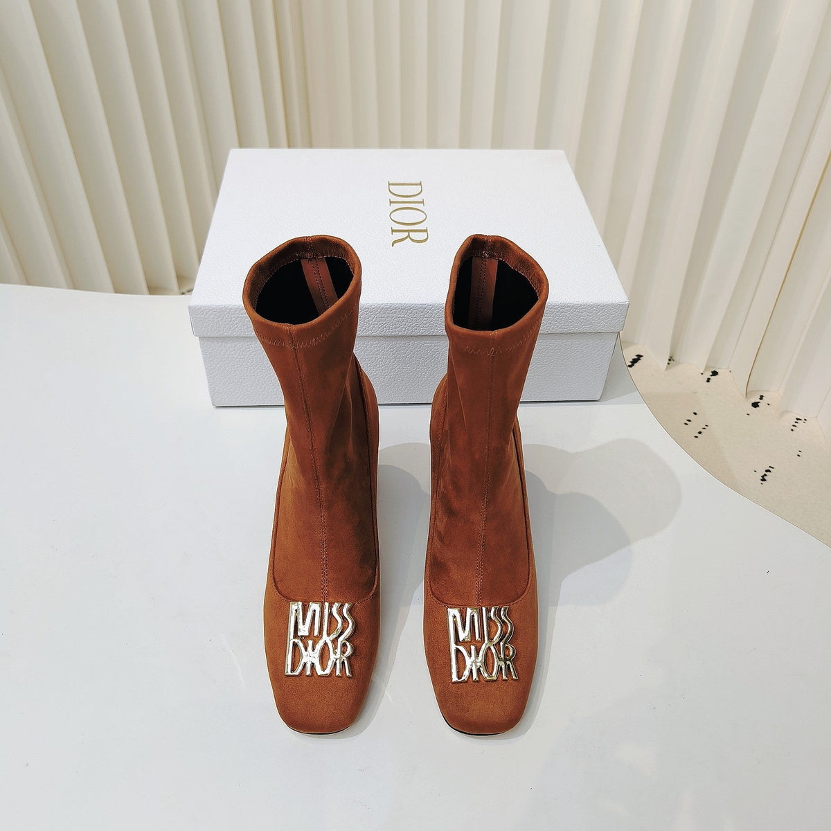 Miss Dior Ankle Boots 80mm Orange Brown Suede 111380