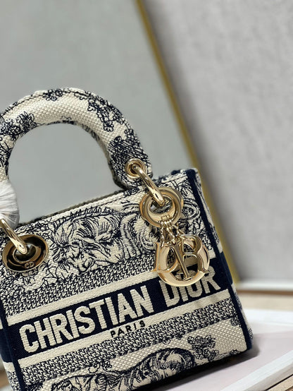CD Old Blue Tiger 17 Lady Dior Bag Canvas 336742
