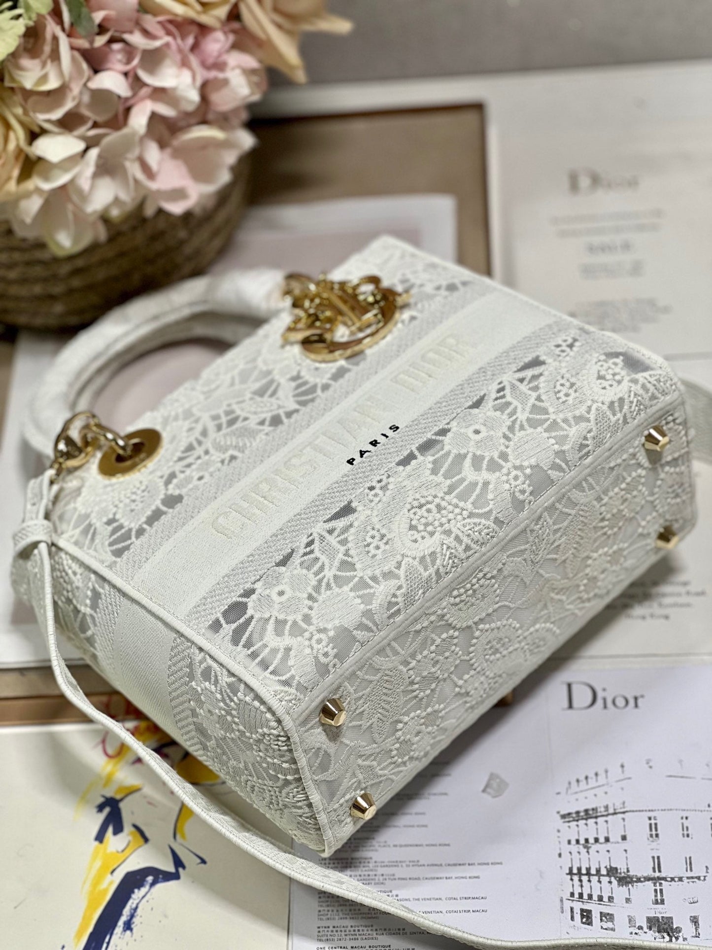 CD Mesh White 24 Lady Dior Bag Canvas 336703