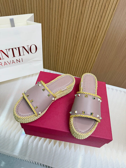 VT 26s Espadrille Slides 5cm Poudre Leather 714905
