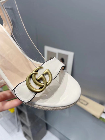 gg marmont sandal 140mm espadrilles white leather