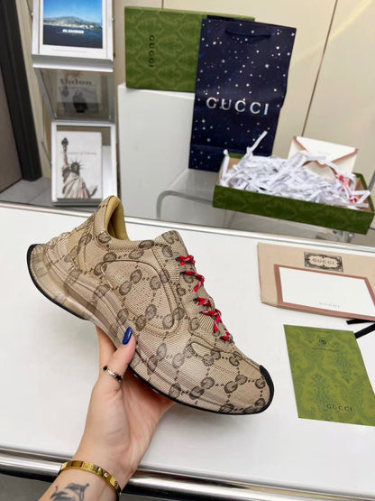 Gucci Run Sneakers Ebony Red Cowhide 449712