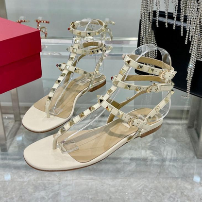 Valentino Garavani Rockstud Sandals White Leather